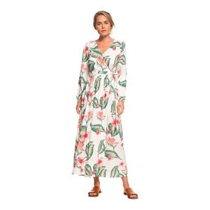 Roxy NWT Womens Taste of Tomorrow Maxi Tropical Wrap Dress S